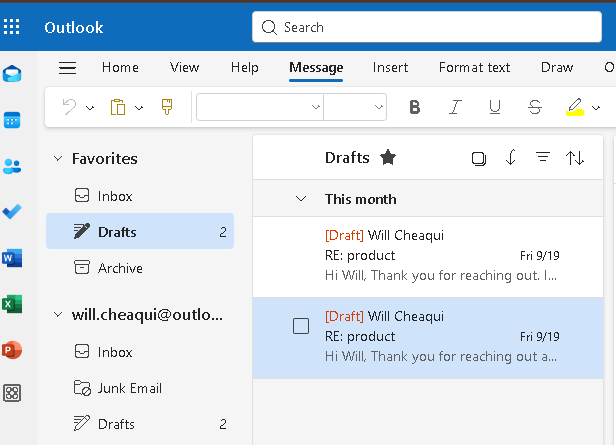 Outlook Draft Creation Example